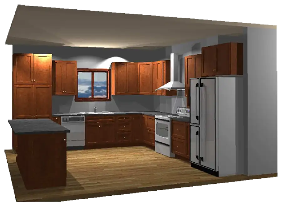 3D rendering of kitchen remodel, custom design services - Springfield, IL