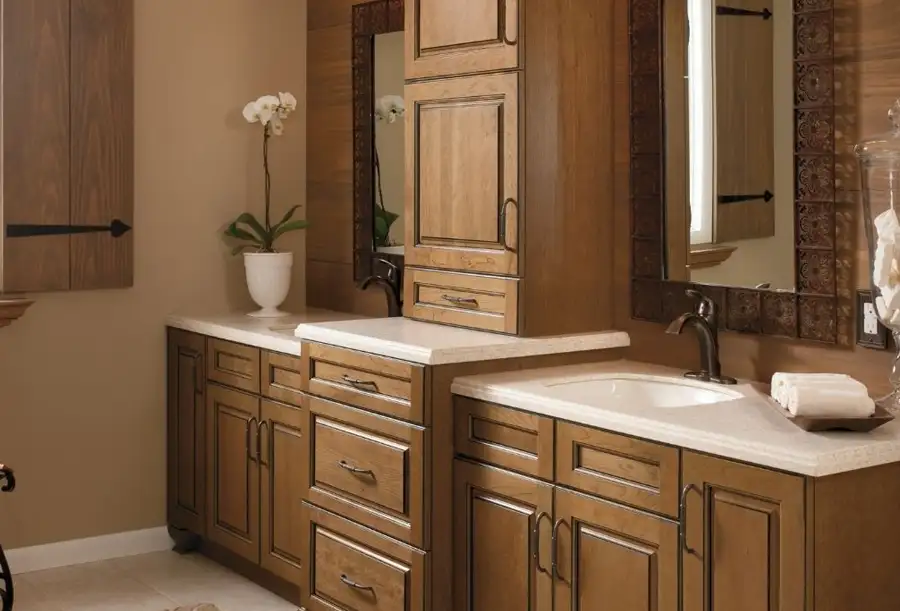 Cabinetland of Springfield, Inc. - remodeled master bathroom with white granite countertops - Springfield, IL